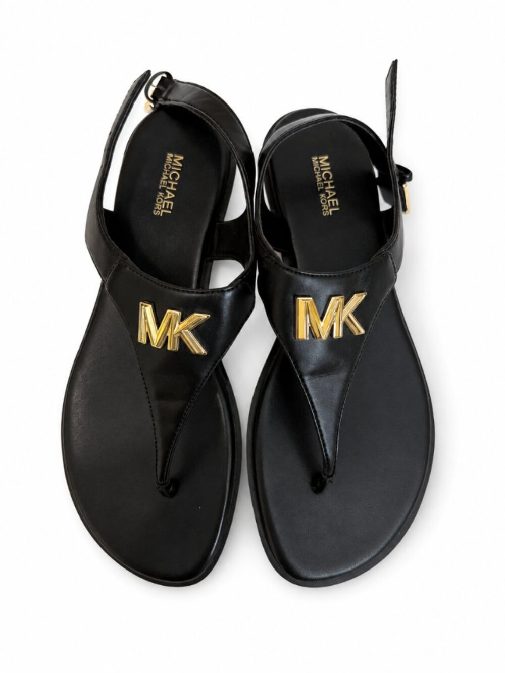 Michael Kors Jilly Flat Buckle Up Sandals Black Size 7.5